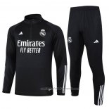 Chandal de Sudadera del Real Madrid 23/24 Negro y Blanco