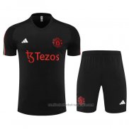 Chandal del Manchester United Manga Corta 23/24 Negro - Pantalon Corto