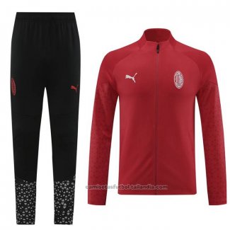 Chandal de Chaqueta del AC Milan 23/24 Rojo Oscuro