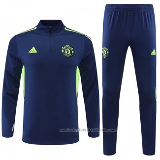 Chandal de Sudadera del Manchester United 22/23 Azul y Verde