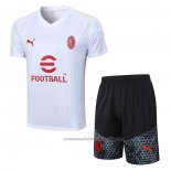 Chandal del AC Milan Manga Corta 23/24 Blanco - Pantalon Corto