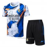 Chandal del Real Madrid Manga Corta 25/26 Blanco Azul - Pantalon Corto