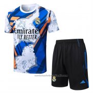 Chandal del Real Madrid Manga Corta 25/26 Blanco Azul - Pantalon Corto