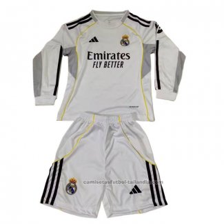 Camiseta Real Madrid 1ª Manga Larga Nino 25/26