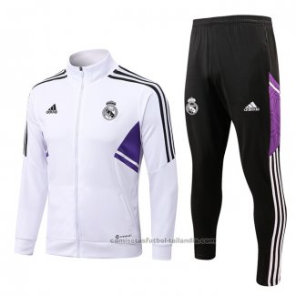 Chandal de Chaqueta del Real Madrid 22/23 Blanco y Purpura