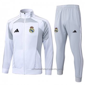 Chandal de Chaqueta del Real Madrid Nino 25/26 Blanco Gris