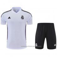 Chandal del Real Madrid Manga Corta 22/23 Blanco y Purpura - Pantalon Corto