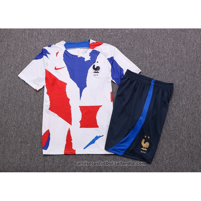 Chandal del Francia Manga Corta 22/23 Blanco Rojo Azul - Pantalon Corto