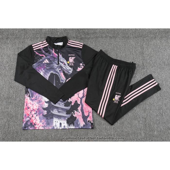 Chandal de Sudadera del Japon Dragon Nino 24/25 Negro y Rosa